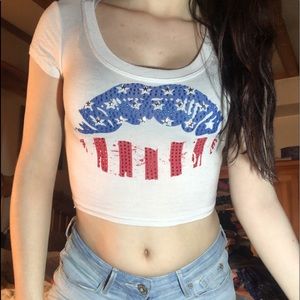 American Flag Lip Crop Top
